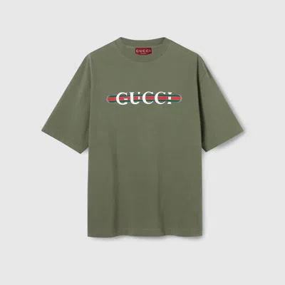 Gucci Heavy Cotton Jersey T-shirt With Print In Green