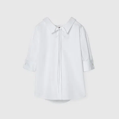 Gucci Bluse Aus Schwerem Baumwollpopeline In Weiss