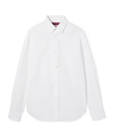 Gucci Heavy Cotton Poplin Shirt With Embroidery In White