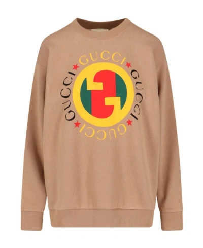 Gucci Heavy Felted Cotton Sweatshirt In Brown