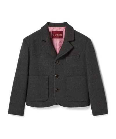 Gucci Heavy Wool Flannel Jacket In Gray