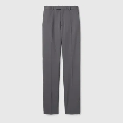 Gucci Heavy Wool Satin Pant In Gray