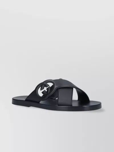 Gucci Heeled Open Toe Flat Sole Sandals In Black
