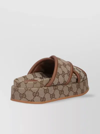 Gucci Heeled Sandals With Cross Strap Design In Beige