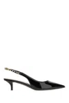 Gucci Signoria Patent Logo Chain Kitten Pumps In Black