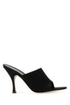 Gucci Satin Mules Peep Toe High Heel In Black