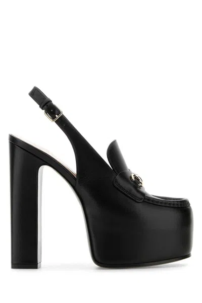 Gucci Women Horsebit Platform Slingback Loafers In Black