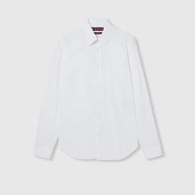 Gucci Hemd Aus Schwerem Baumwollpopeline Mit Stickerei In White