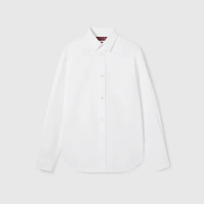 Gucci Hemd Aus Schwerem Baumwollpopeline Mit Stickerei In White