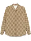 Gucci Beige Jacket With Classic Collar And Front Zip Closure In Gg Canvas Man In Neutrals