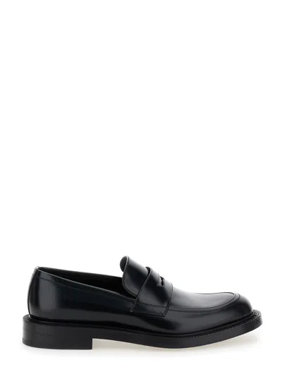 Gucci 'henry' Black Loafers In Smooth Leather Man In Multicolor