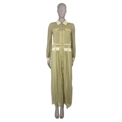 Pre-owned Gucci Herbal Tea Green 2024 Horsebit Lace Maxi Shirt Dress 42 M