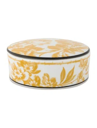 Pre-owned Gucci Herbarium Trinket Dish In Black/white/yellow