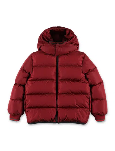 Gucci Kids'  Heritage Sporty Mini Padded Jacket For Boys In Red