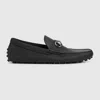 Gucci Horsebit Leather Driving Shoes In Black