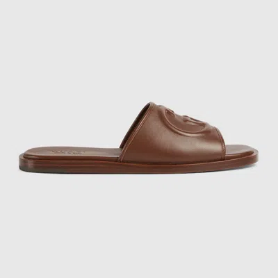 Gucci Herrenpantolette Mit Gg In Brown