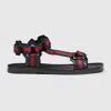 GUCCI GUCCI MEN'S LEATHER SANDAL WITH WEB STRAP
