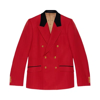 Pre-owned Gucci Herringbone Formal Jacket 'red' | Men's Size 46