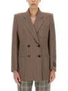 Gucci Double-breasted Herringbone Blazer In Brown