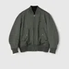 Gucci Herringbone Wool Mouliné Bomber Jacket In Gray