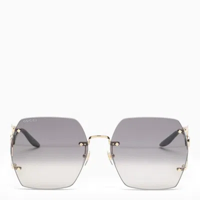 Gucci Gold And Black Hexagonal Sunglasses Women In Silver
