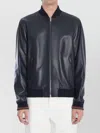 Gucci Signature Web Leather Bomber Jacket In Blue