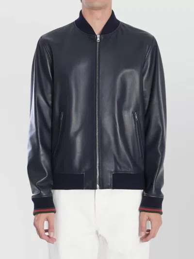GUCCI HIGH COLLAR LEATHER JACKET
