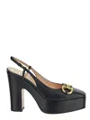 Gucci Baby 120 Leather Platform Slingback Pumps In Black