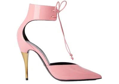 Pre-owned Gucci High Heel Pump Patent Leather With Ankle Cuff (women's) Sneakers In Pink