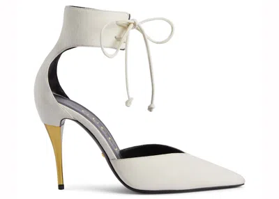 Pre-owned Gucci High Heel Pump With Ankle Cuff (women's) Sneakers In White