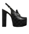 Gucci Horsebit Gg Debossed Leather Loafer Pumps In Black