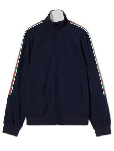 Gucci High Neck Technical Jacket With Ribbed Trim - Size S In Blu