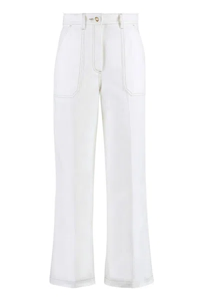 Gucci High-rise Cotton Trousers In White