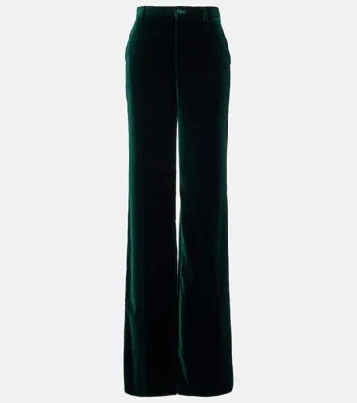 Gucci High-rise Cotton Velvet Wide-leg Pants In Black
