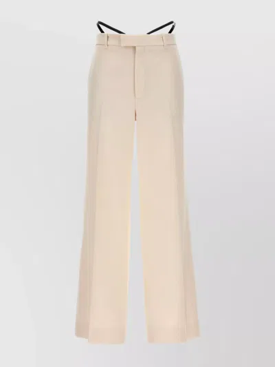 Gucci High-rise Wide-leg Trousers Button Detail In Neutral