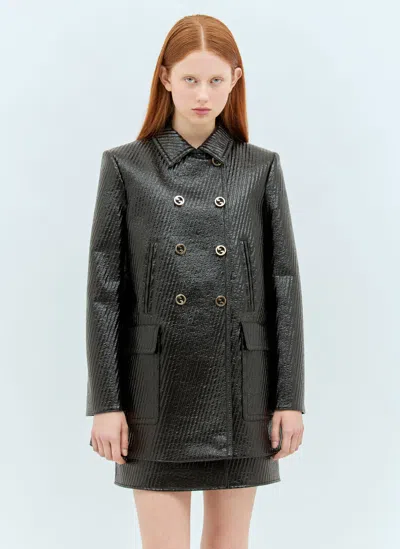 Gucci High-shine Interlocking G Coat In Black