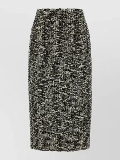 Gucci High Waist Bouclé Skirt Textured Design In Pattern