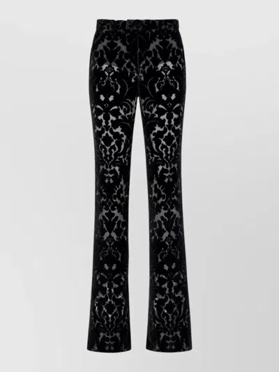Gucci High Waist Flared Velvet Pants Floral Print