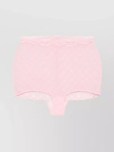 Gucci High Waist Lace Trim Sheer Tulle Culottes In Pink