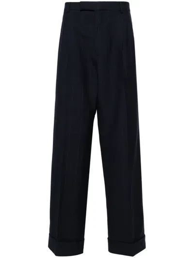 Gucci Double G Pressed-crease Tailored Trousers In Blue
