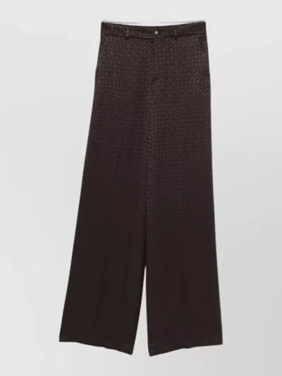 Gucci High Waist Wide Leg Pattern Trousers In Brown