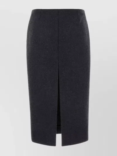 Gucci High Waist Wool Blend Skirt In Black