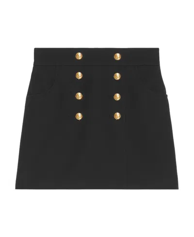 Gucci Button-up Crepe Skirt In Black