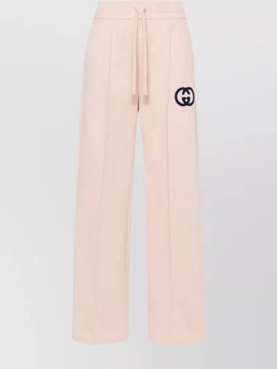 Gucci High-waisted Straight Leg Cotton Sweatpants In Pink