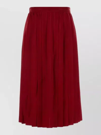 Gucci High Waisted Twill Midi Pleated Skirt In Burgundy