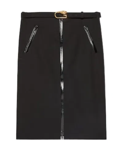 Gucci High-waisted Wool Skirt In Black
