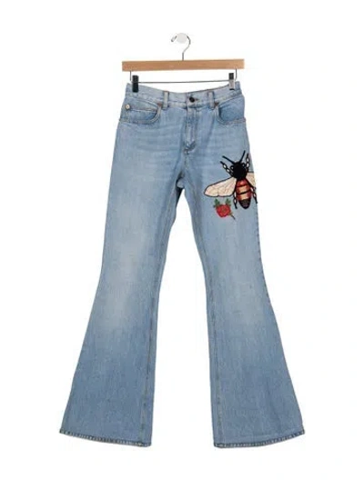 Pre-owned Gucci High-rise Flared Jeans In Blue