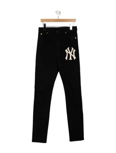 Pre-owned Gucci High-rise Straight Leg Jeans In Black