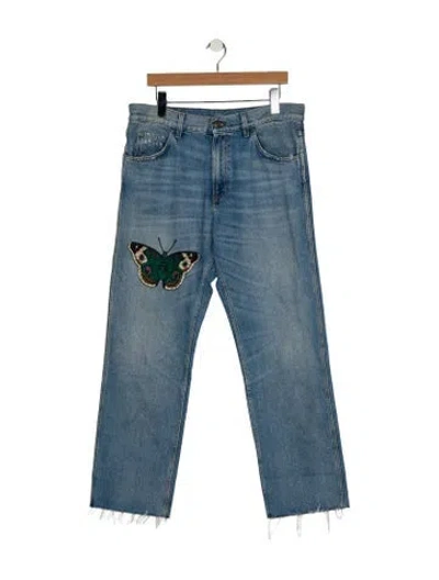 Pre-owned Gucci High-rise Straight Leg Jeans In Blue