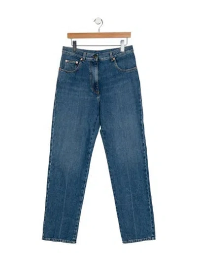 Pre-owned Gucci High-rise Straight Leg Jeans In Blue